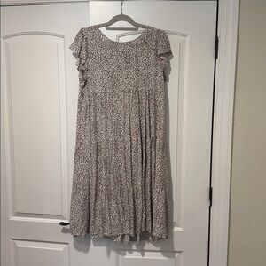 Cheetah Print Short Sleeve Midi Dress